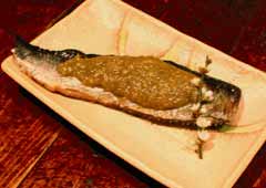 Charcoal-Grilled Herring with Miso mixed with Leaf Bud